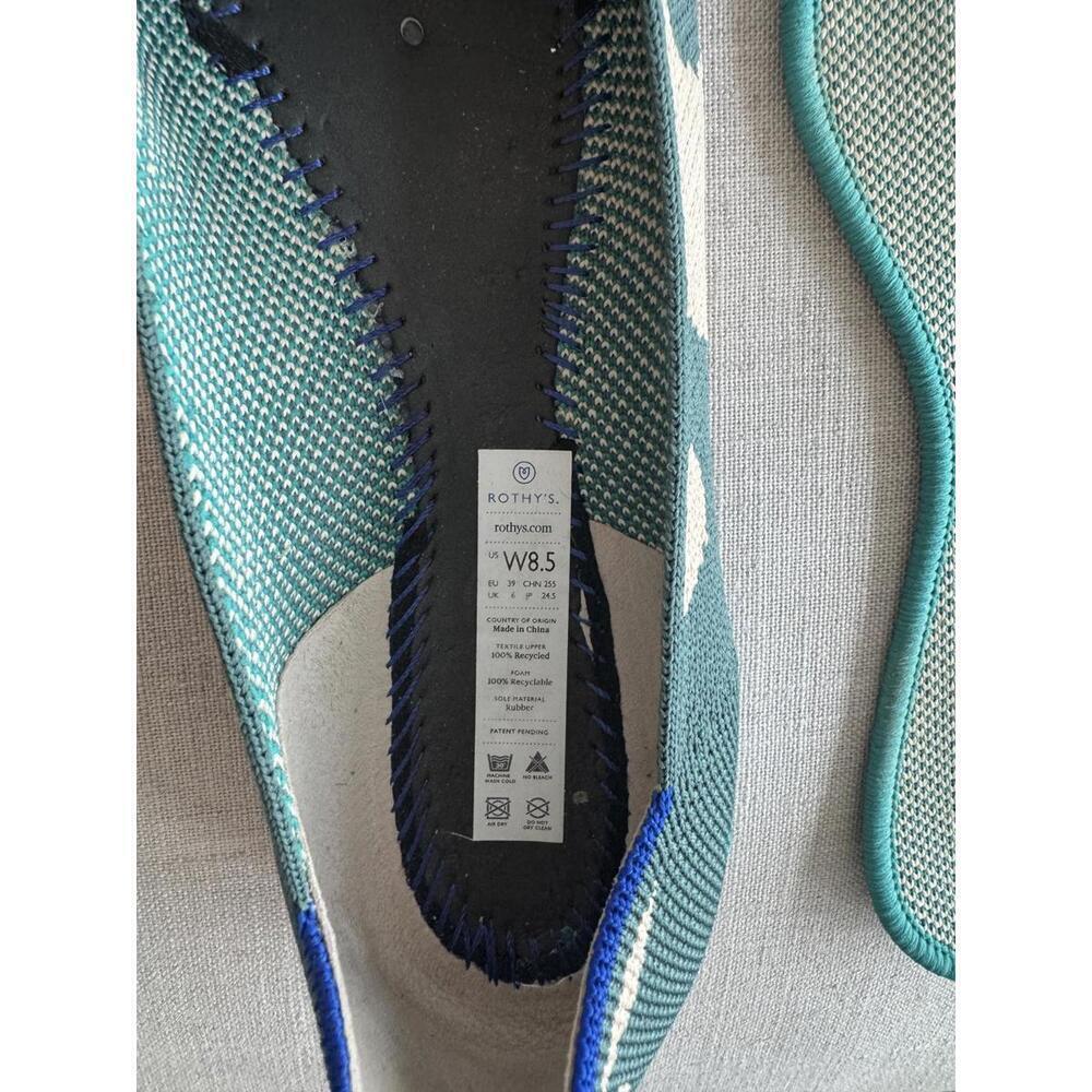 Rothy's Teal & Cream Pointed Knit Ballet Flat - Picture 7 of 8